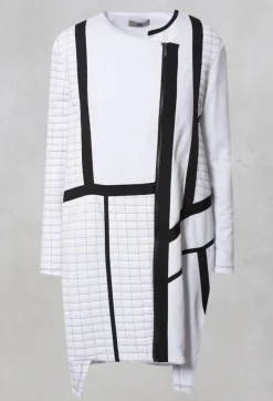 Quilted Coat with Zip Front in Bianco