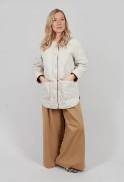 Quilted Jacket In Bone and Caramel
