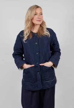 Quilted Jacket in Navy and Bone