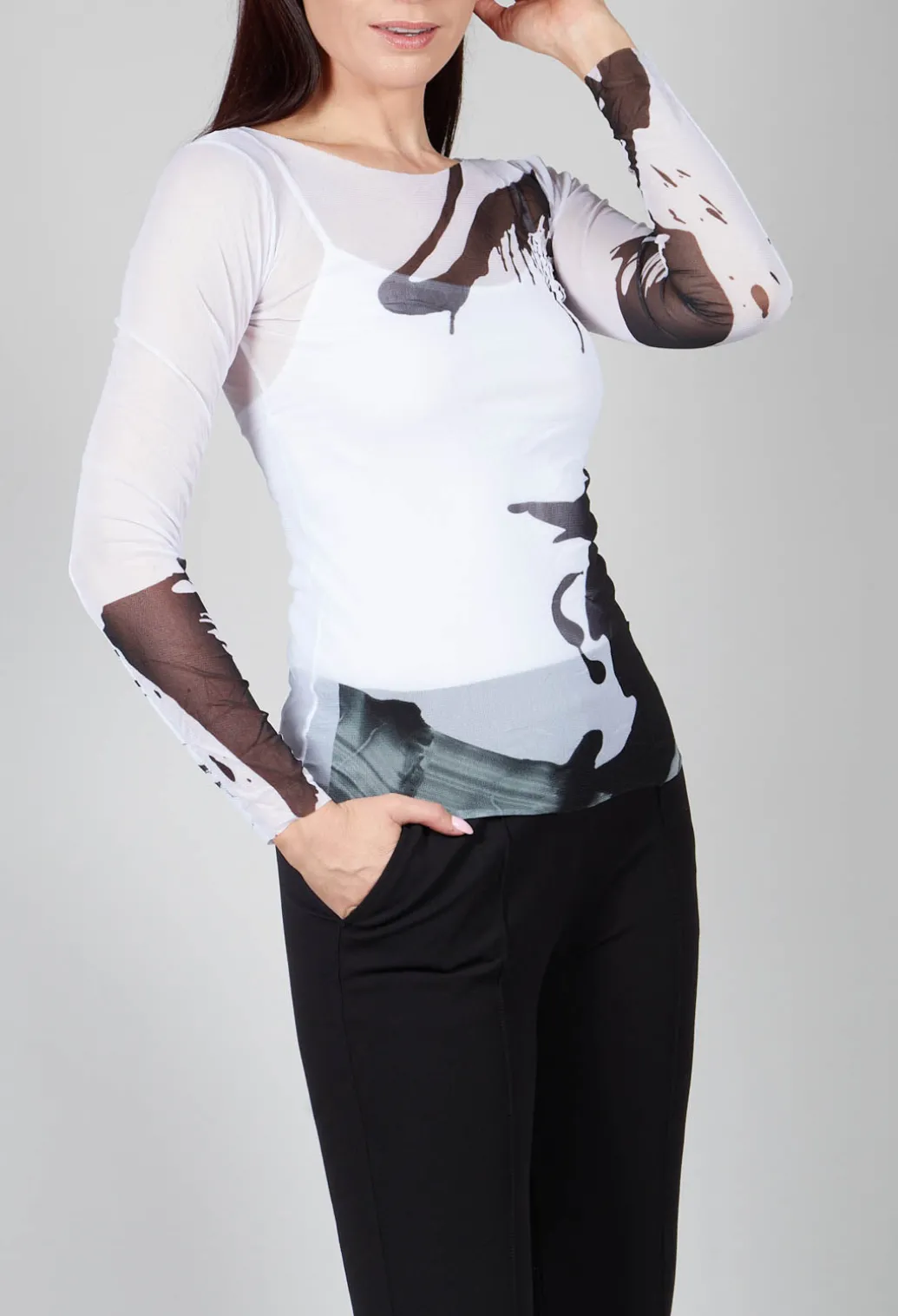 0R14 Shirt in Black White Colourful