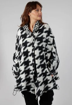 Raw Edge Cardigan in Black Bone Jacquard