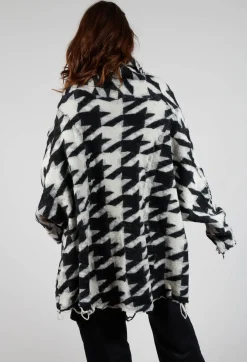 Raw Edge Cardigan in Black Bone Jacquard