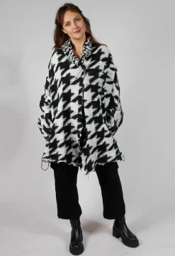 Raw Edge Cardigan in Black Bone Jacquard