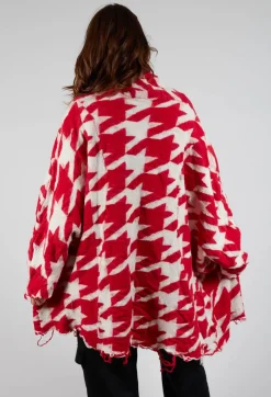 Raw Edge Cardigan in Cardinal Bone Jacquard