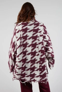 Raw Edge Cardigan in Merlot Bone Jacquard