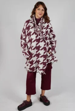 Raw Edge Cardigan in Merlot Bone Jacquard
