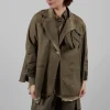Raw Edge Jacket in Over Gabardina and Raso di Viscosa Green Tuscany