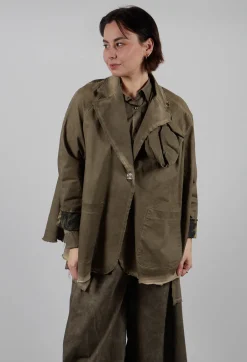 Raw Edge Jacket in Over Gabardina and Raso di Viscosa Green Tuscany