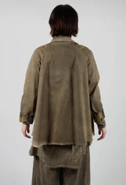Raw Edge Jacket in Over Gabardina and Raso di Viscosa Green Tuscany