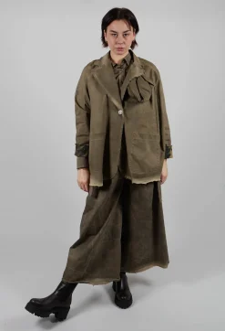 Raw Edge Jacket in Over Gabardina and Raso di Viscosa Green Tuscany