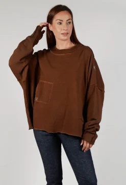 Raw Edged Stitch Top in Original Brown