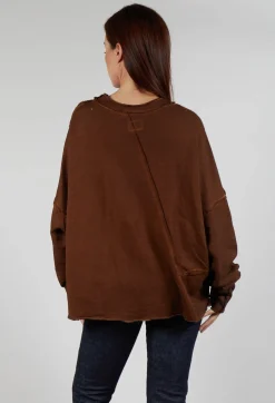 Raw Edged Stitch Top in Original Brown