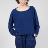Raw Hem Boat Neckline Jumper in Ocean