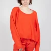 Raw Hem Boat Neckline Jumper in Mandarine