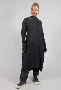 Raw Hemmed Dress in Coal