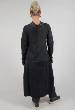 Raw Hemmed Dress in Coal