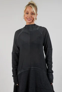 Raw Hemmed Dress in Coal