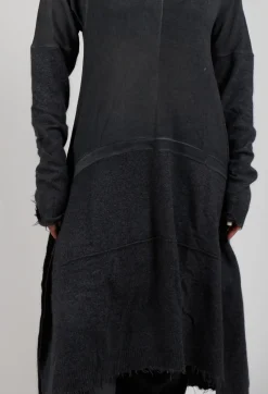 Raw Hemmed Dress in Coal