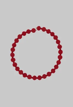Red Springwire Woven Ball Necklace