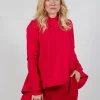 Relaxed Cross Neck Top in Cardinal Cloud