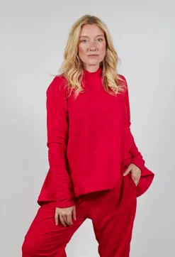 Relaxed Cross Neck Top in Cardinal Cloud