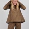 Relaxed Cross Neck Top in Camel Cloud