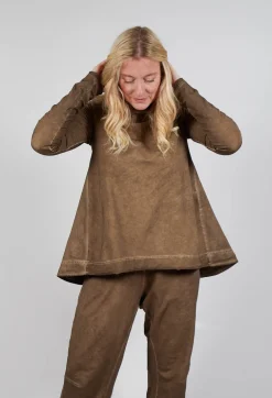 Relaxed Cross Neck Top in Camel Cloud