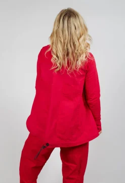 Relaxed Cross Neck Top in Cardinal Cloud