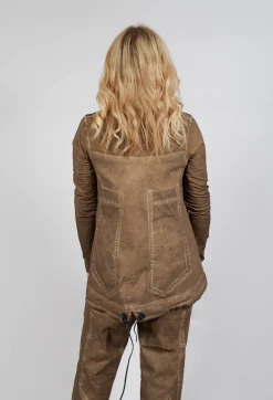 Relaxed Cross Neck Top in Camel Cloud
