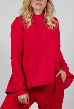 Relaxed Cross Neck Top in Cardinal Cloud