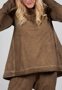 Relaxed Cross Neck Top in Camel Cloud