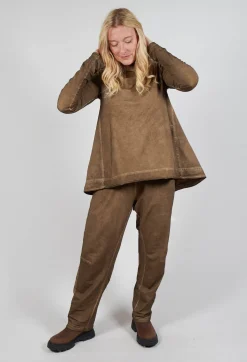 Relaxed Cross Neck Top in Camel Cloud