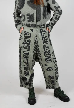 Relaxed Drop Crotch Trousers in Defender Big Print
