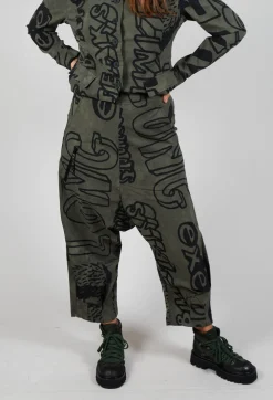 Relaxed Drop Crotch Trousers in Camp Big Print