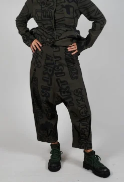 Relaxed Drop Crotch Trousers in Jungle Big Print