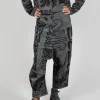 Relaxed Drop Crotch Trousers in Rock Big Print