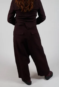 Relaxed Drop Crotch Trousers in Merlot Check