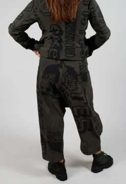 Relaxed Drop Crotch Trousers in Jungle Big Print