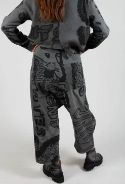 Relaxed Drop Crotch Trousers in Rock Big Print