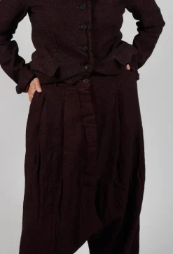 Relaxed Drop Crotch Trousers in Merlot Check