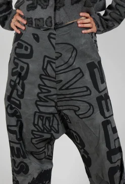 Relaxed Drop Crotch Trousers in Rock Big Print