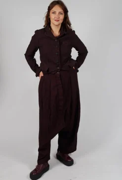 Relaxed Drop Crotch Trousers in Merlot Check