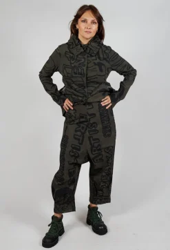 Relaxed Drop Crotch Trousers in Jungle Big Print