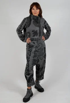 Relaxed Drop Crotch Trousers in Rock Big Print