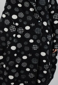 Relaxed Fit Coat in Black with White Pois