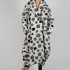Relaxed Fit Coat in White with Black Pois