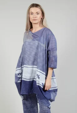 Relaxed Fit Cotton Top in Azur Print