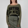 Relaxed Fit Cropped Jumper in Camp Print
