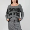 Relaxed Fit Cropped Jumper in Rock Print