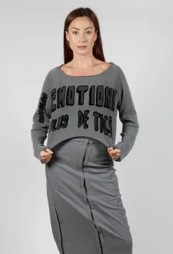 Relaxed Fit Cropped Jumper in Rock Print